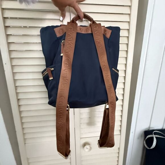 Calvin Klein Navy and Tan Backpack